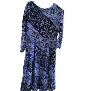 Global Village Women M Long Batik Rayon Long Dress A Line Up Resort Boho Artsy